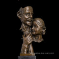 Nouveau arts indian home decor abstract bronze antiques old man and woman busts golden wedding anniversary bronze statue gift